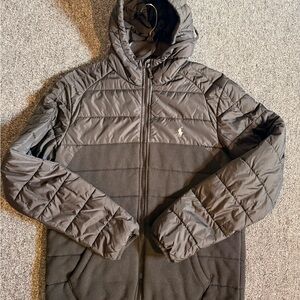 Polo by Ralph Lauren Men's Charcoal and Black Puffer Jacket